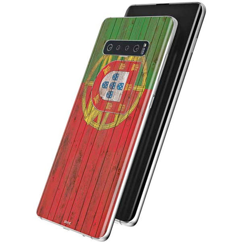 Portuguese Flag Dark Wood Galaxy S10 Plus Skin